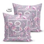 Çift Taraflı Özel Tasarım 8 Mart Gül Tasarımlı Dijital Baskılı Modern Süet Yastık Kırlent Kılıfı Realhomes