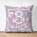 Çift Taraflı Özel Tasarım 8 March Gül Tasarımlı Dijital Baskılı Modern Süet Yastık Kırlent Kılıfı Realhomes