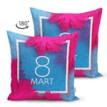Çift Taraflı Özel Tasarım 8 Mart Gül Tasarımlı Dijital Baskılı Modern Süet Yastık Kırlent Kılıfı Realhomes