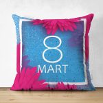 Çift Taraflı Özel Tasarım 8 Mart Gül Tasarımlı Dijital Baskılı Modern Süet Yastık Kırlent Kılıfı Realhomes