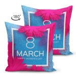 Çift Taraflı Özel Tasarım 8 March Gül Tasarımlı Dijital Baskılı Modern Süet Yastık Kırlent Kılıfı Realhomes