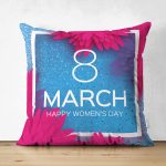 Çift Taraflı Özel Tasarım 8 March Gül Tasarımlı Dijital Baskılı Modern Süet Yastık Kırlent Kılıfı Realhomes