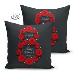 Çift Taraflı Özel Tasarım 8 March Kırmızı Gül Tasarımlı Dijital Baskılı Modern Süet Yastık Kırlent Kılıfı Realhomes
