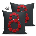 Çift Taraflı Özel Tasarım Kırmızı Gül Tasarımlı Dijital Baskılı Modern Süet Yastık Kırlent Kılıfı Realhomes