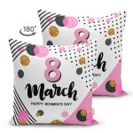 - Suet-K9368-2-Gorsel-1 - Realhomes Çift Taraflı Özel Tasarım 8 March Renkli Puantiye Detaylı Dijital Baskılı Modern Süet Yastık Kırlent Kılıfı Realhomes