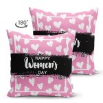 - Suet-K9370-2-Gorsel-1 - Realhomes Çift Taraflı Özel Tasarım Happy Womens Day Dijital Baskılı Modern Süet Yastık Kırlent Kılıfı Realhomes