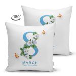 Çift Taraflı Özel Tasarım 8 March Çiçek Tasarımlı Dijital Baskılı Modern Süet Yastık Kırlent Kılıfı Realhomes