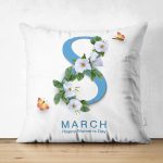 Çift Taraflı Özel Tasarım 8 March Çiçek Tasarımlı Dijital Baskılı Modern Süet Yastık Kırlent Kılıfı Realhomes