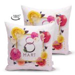Çift Taraflı Özel Tasarım 8 Mart Gül Tasarımlı Dijital Baskılı Modern Süet Yastık Kırlent Kılıfı Realhomes