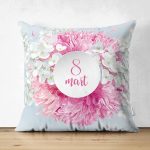 - Suet-K9373-1-Gorsel - Realhomes Çift Taraflı Özel Tasarım 8 Mart Ortanca Çiçeği Motifli Dijital Baskılı Modern Süet Yastık Kırlent Kılıfı Realhomes