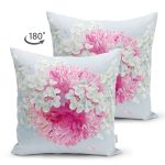 Çift Taraflı Özel Tasarım Ortanca Çiçeği Motifli Dijital Baskılı Modern Süet Yastık Kırlent Kılıfı Realhomes