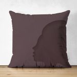 Çift Taraflı Kadın Silüet Tasarımlı Dijital Baskılı Modern Süet Yastık Kırlent Kılıfı Realhomes