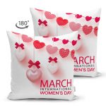 Çift Taraflı Özel Tasarım 8 March Kalp Tasarımlı Dijital Baskılı Modern Süet Yastık Kırlent Kılıfı Realhomes