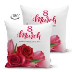 Çift Taraflı Özel Tasarım 8 March Gül Desenli Dijital Baskılı Modern Süet Yastık Kırlent Kılıfı Realhomes