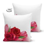 Çift Taraflı Özel Tasarım Gül Desenli Dijital Baskılı Modern Süet Yastık Kırlent Kılıfı Realhomes