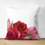 Çift Taraflı Özel Tasarım Gül Desenli Dijital Baskılı Modern Süet Yastık Kırlent Kılıfı Realhomes