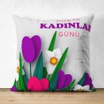 Çift Taraflı Özel Tasarım Kadınlar Günü Çiçek Desenli Dijital Baskılı Modern Süet Yastık Kırlent Kılıfı Realhomes