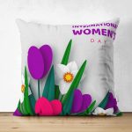 Çift Taraflı Özel Tasarım Women' Day Çiçek Desenli Dijital Baskılı Modern Süet Yastık Kırlent Kılıfı Realhomes