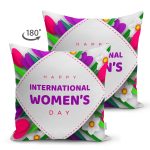 Çift Taraflı Özel Tasarım Women' Day Çiçek Desenli Dijital Baskılı Modern Süet Yastık Kırlent Kılıfı Realhomes