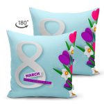 - Suet-K9383-2-Gorsel-1 - Realhomes Çift Taraflı Özel Tasarım 8 March Çiçek Desenli Dijital Baskılı Modern Süet Yastık Kırlent Kılıfı Realhomes