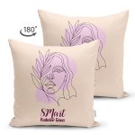 Çift Taraflı Özel Tasarım 8 Mart Kadın Silüetli Dijital Baskılı Modern Süet Yastık Kırlent Kılıfı Realhomes