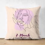 - Suet-K9384-2-Gorsel - Realhomes Çift Taraflı Özel Tasarım 8 March Kadın Silüetli Dijital Baskılı Modern Süet Yastık Kırlent Kılıfı Realhomes