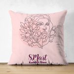 - Suet-K9385-1-Gorsel - Realhomes Çift Taraflı Özel Tasarım 8 Mart Kadın Silüetli Dijital Baskılı Modern Süet Yastık Kırlent Kılıfı Realhomes