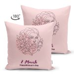 Çift Taraflı Özel Tasarım 8 March Kadın Silüetli Dijital Baskılı Modern Süet Yastık Kırlent Kılıfı Realhomes