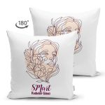 Çift Taraflı Özel Tasarım 8 Mart Kadın Silüetli Dijital Baskılı Modern Süet Yastık Kırlent Kılıfı Realhomes