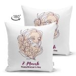 Çift Taraflı Özel Tasarım 8 March Kadın Silüetli Dijital Baskılı Modern Süet Yastık Kırlent Kılıfı Realhomes