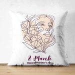 Çift Taraflı Özel Tasarım 8 March Kadın Silüetli Dijital Baskılı Modern Süet Yastık Kırlent Kılıfı Realhomes