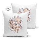 Çift Taraflı Özel Tasarım Kadın Silüetli Dijital Baskılı Modern Süet Yastık Kırlent Kılıfı Realhomes