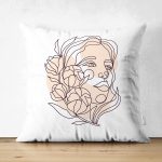 Çift Taraflı Özel Tasarım Kadın Silüetli Dijital Baskılı Modern Süet Yastık Kırlent Kılıfı Realhomes