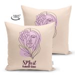 Çift Taraflı Özel Tasarım 8 Mart Kadın Silüetli Dijital Baskılı Modern Süet Yastık Kırlent Kılıfı Realhomes