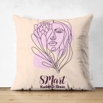 Çift Taraflı Özel Tasarım 8 Mart Kadın Silüetli Dijital Baskılı Modern Süet Yastık Kırlent Kılıfı Realhomes