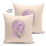 - Suet-K9387-Gorsel-1 - Realhomes Çift Taraflı Özel Tasarım Kadın Silüetli Dijital Baskılı Modern Süet Yastık Kırlent Kılıfı Realhomes