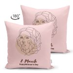 - Suet-K9388-2-Gorsel-1 - Realhomes Çift Taraflı Özel Tasarım 8 March Kadın Silüetli Dijital Baskılı Modern Süet Yastık Kırlent Kılıfı Realhomes