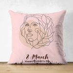 - Suet-K9388-2-Gorsel - Realhomes Çift Taraflı Özel Tasarım 8 March Kadın Silüetli Dijital Baskılı Modern Süet Yastık Kırlent Kılıfı Realhomes