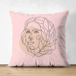 Çift Taraflı Özel Tasarım Kadın Silüetli Dijital Baskılı Modern Süet Yastık Kırlent Kılıfı Realhomes