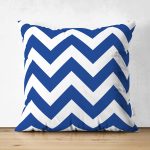 Çift Taraflı Lacivert Zikzak Tasarımlı Dijital Baskılı Dekoratif Süet Yastık Kırlent Kılıfı Realhomes