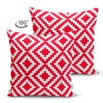 - Suet-K9394-Gorsel-1 - Realhomes Çift Taraflı Kırmızı Geometrik Çizimli Dijital Baskılı Modern Süet Yastık Kırlent Kılıfı Realhomes