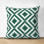 - Suet-K9395-Gorsel - Realhomes Çift Taraflı Yeşil Geometrik Çizimli Dijital Baskılı Dekoratif Süet Yastık Kırlent Kılıfı Realhomes