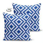 Çift Taraflı Lacivert Geometrik Çizimli Dijital Baskılı Modern Süet Yastık Kırlent Kılıfı Realhomes