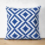 Çift Taraflı Lacivert Geometrik Çizimli Dijital Baskılı Modern Süet Yastık Kırlent Kılıfı Realhomes