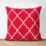 Çift Taraflı Kırmızı Ogea Desenli Dijital Baskılı Modern Süet Yastık Kırlent Kılıfı Realhomes