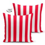 Çift Taraflı Kırmızı Beyaz Düz Çizgi Tasarımlı Dijital Baskılı Dekoratif Süet Yastık Kırlent Kılıfı Realhomes