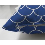 Çift Taraflı Lacivert Pul Tasarımlı Dijital Baskılı Dekoratif Süet Yastık Kırlent Kılıfı Realhomes