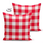 Çift Taraflı Kırmızı Ekose Tasarımlı Dijital Baskılı Modern Süet Yastık Kırlent Kılıfı Realhomes
