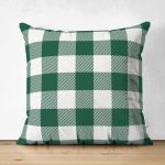 - Suet-K9411-Gorsel - Realhomes Çift Taraflı Yeşil Ekose Tasarımlı Dijital Baskılı Dekoratif Süet Yastık Kırlent Kılıfı Realhomes