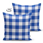 Çift Taraflı Lacivert Ekose Tasarımlı Dijital Baskılı Modern Süet Yastık Kırlent Kılıfı Realhomes